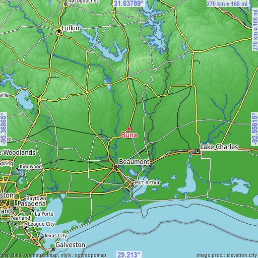 Topographic map of Buna