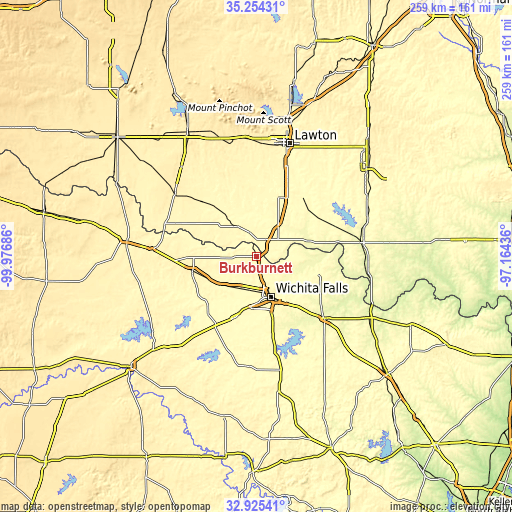 Topographic map of Burkburnett