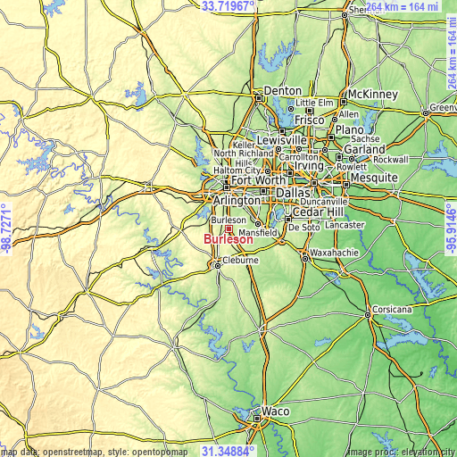 Topographic map of Burleson