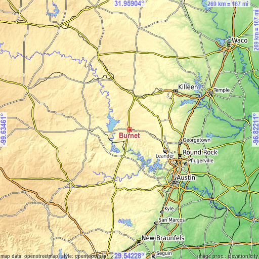 Topographic map of Burnet