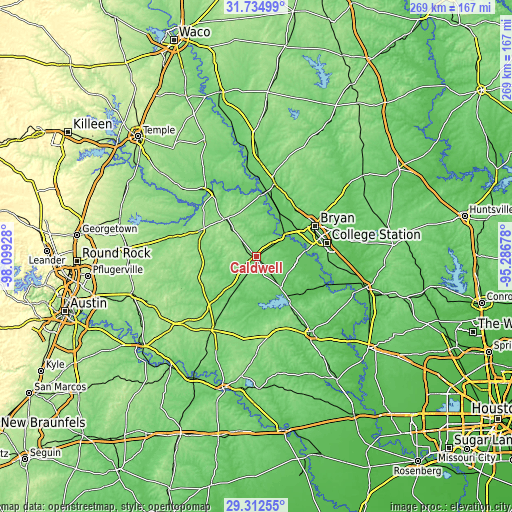 Topographic map of Caldwell