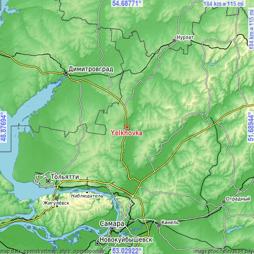 Topographic map of Yelkhovka