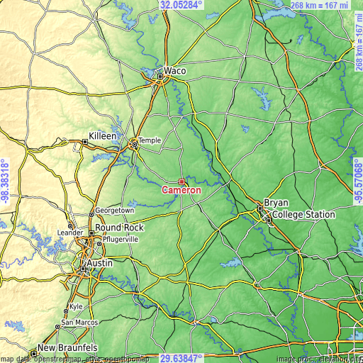 Topographic map of Cameron