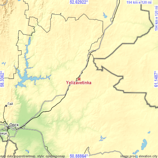 Topographic map of Yelizavetinka