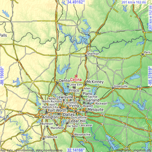 Topographic map of Celina