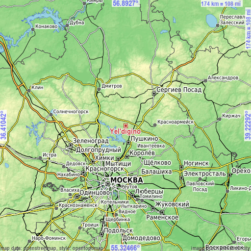 Topographic map of Yel’digino