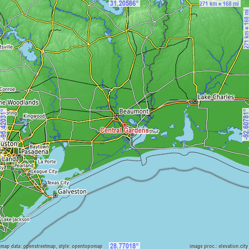 Topographic map of Central Gardens