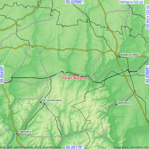 Topographic map of Yelan’-Koleno