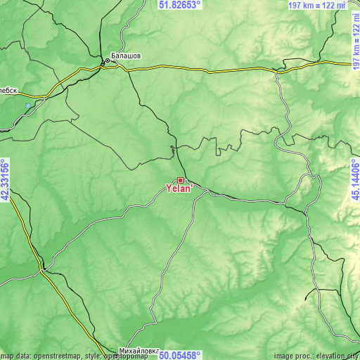 Topographic map of Yelan’