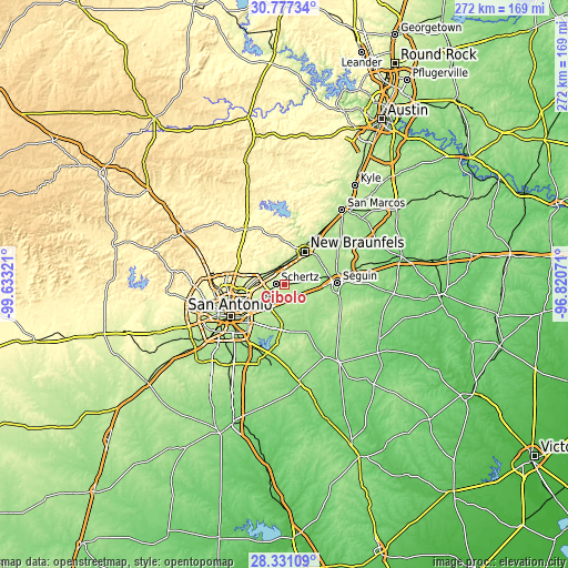 Topographic map of Cibolo