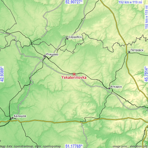 Topographic map of Yekaterinovka