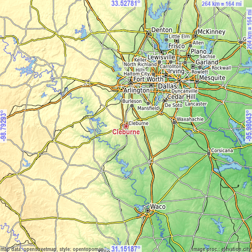 Topographic map of Cleburne