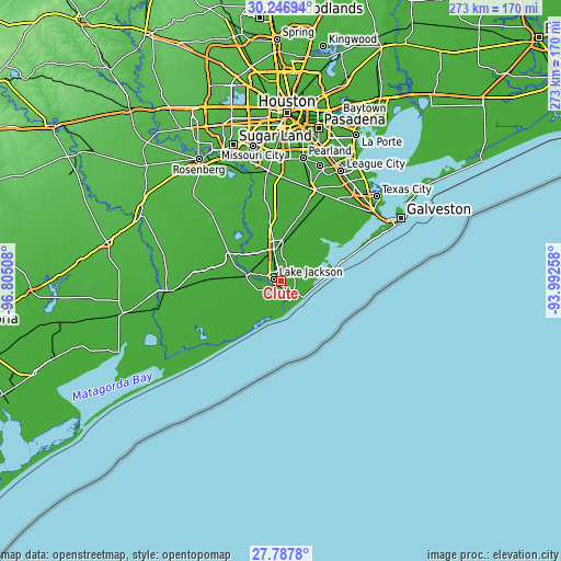 Topographic map of Clute