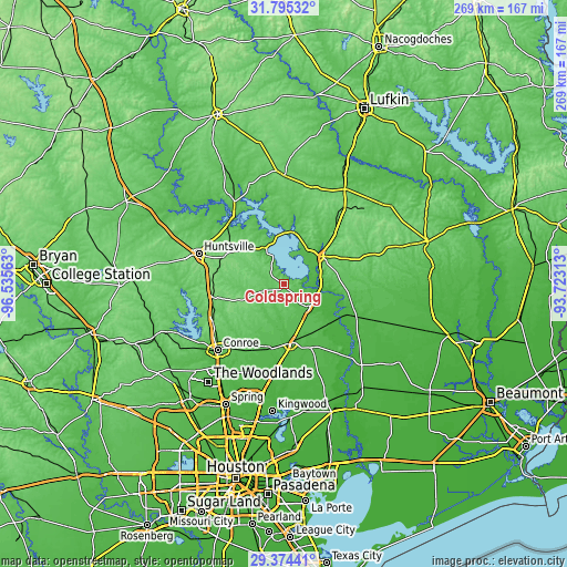 Topographic map of Coldspring