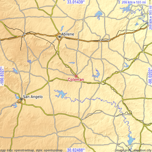 Topographic map of Coleman