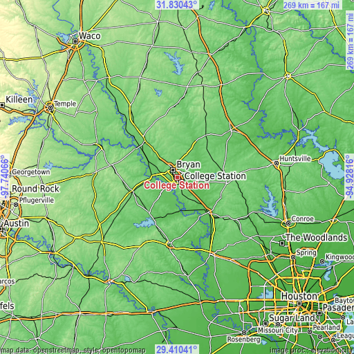 Topographic map of College Station