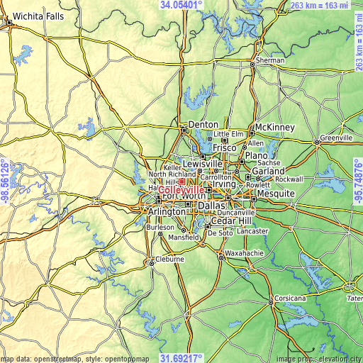 Topographic map of Colleyville