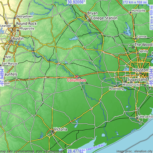 Topographic map of Columbus