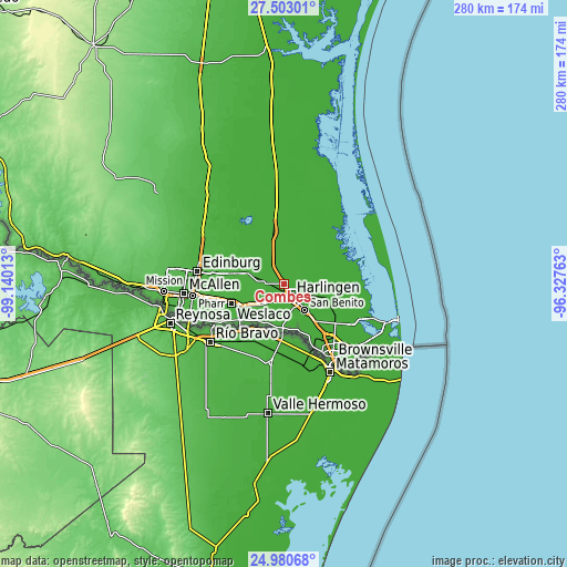 Topographic map of Combes