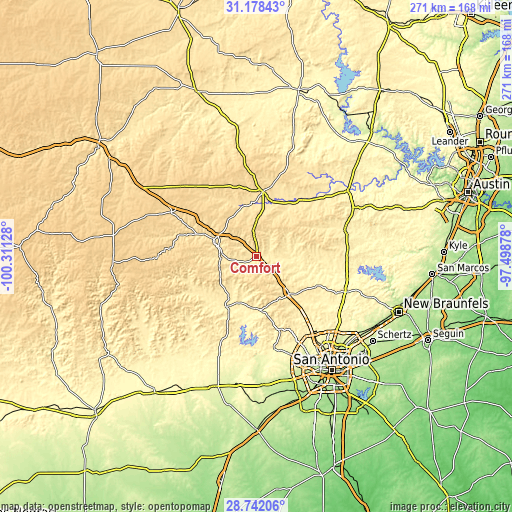 Topographic map of Comfort