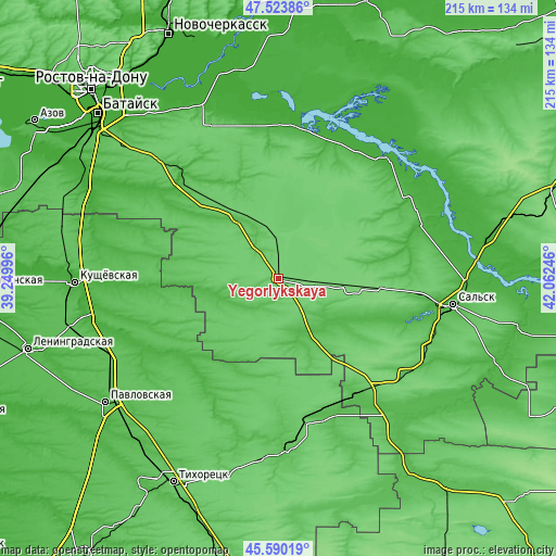 Topographic map of Yegorlykskaya