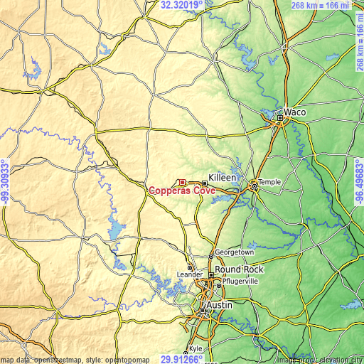 Topographic map of Copperas Cove