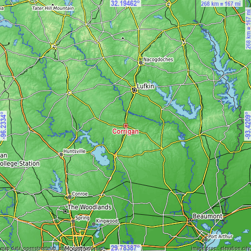 Topographic map of Corrigan