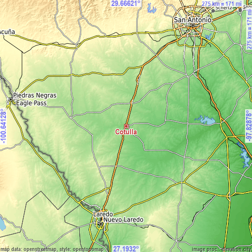 Topographic map of Cotulla