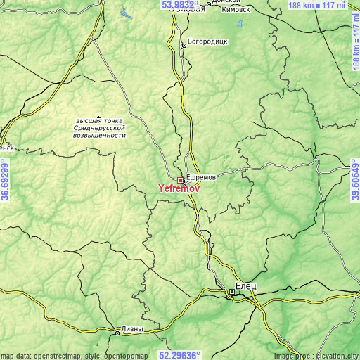 Topographic map of Yefremov