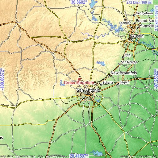 Topographic map of Cross Mountain