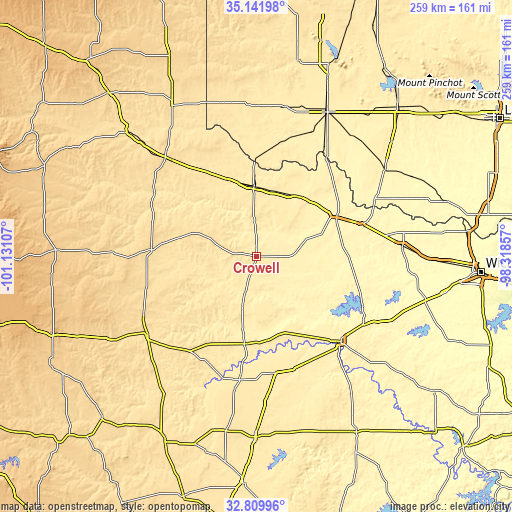 Topographic map of Crowell