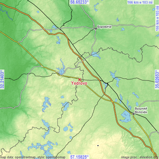 Topographic map of Yedrovo