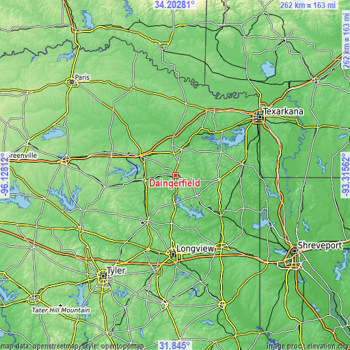 Topographic map of Daingerfield