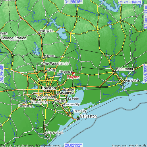 Topographic map of Dayton