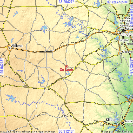 Topographic map of De Leon