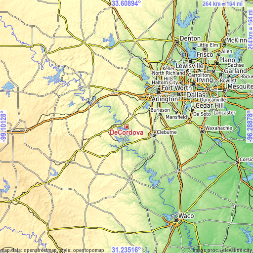 Topographic map of DeCordova