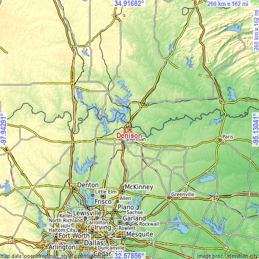 Topographic map of Denison