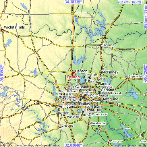 Topographic map of Denton