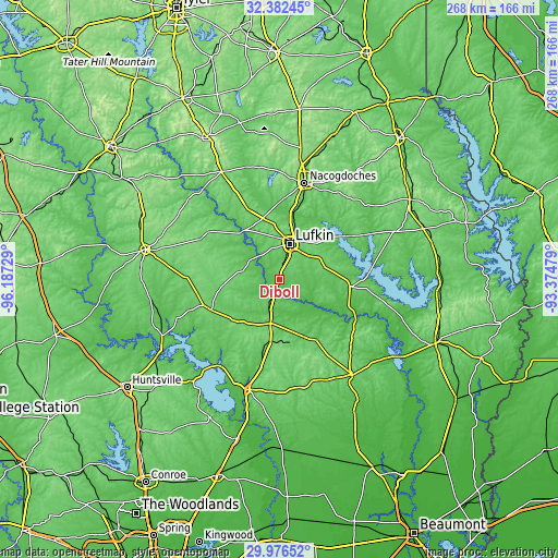 Topographic map of Diboll