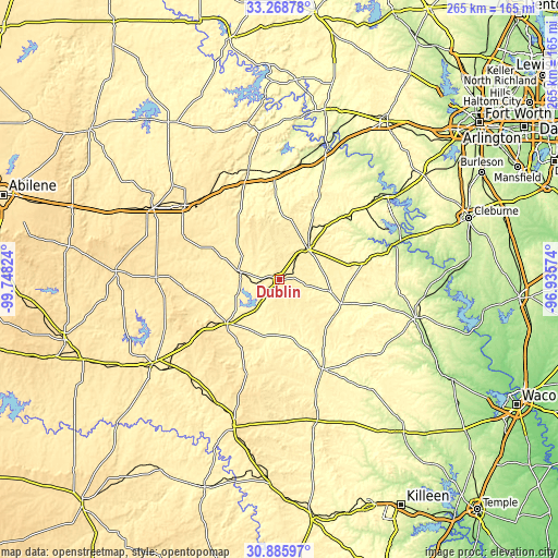 Topographic map of Dublin