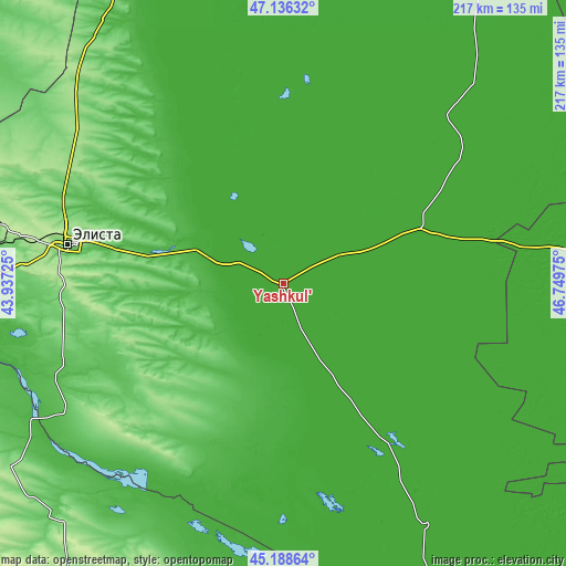 Topographic map of Yashkul’