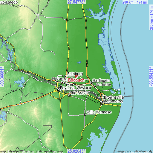 Topographic map of Edcouch