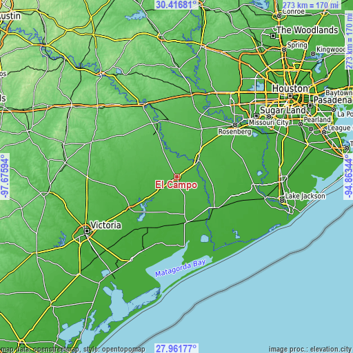 Topographic map of El Campo