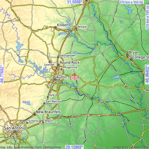 Topographic map of Elgin