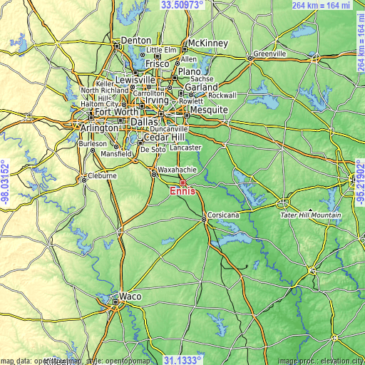 Topographic map of Ennis