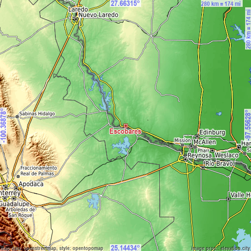 Topographic map of Escobares