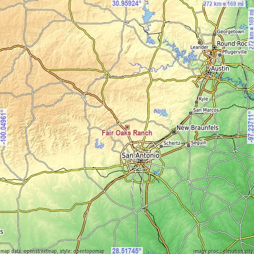 Topographic map of Fair Oaks Ranch