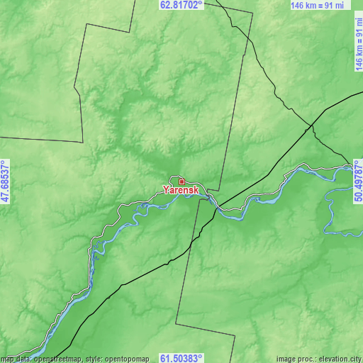 Topographic map of Yarensk