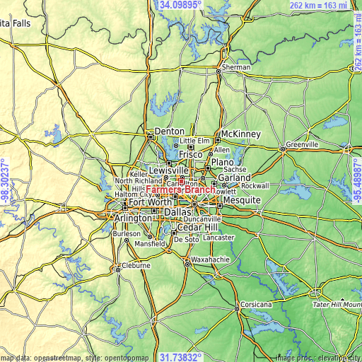 Topographic map of Farmers Branch