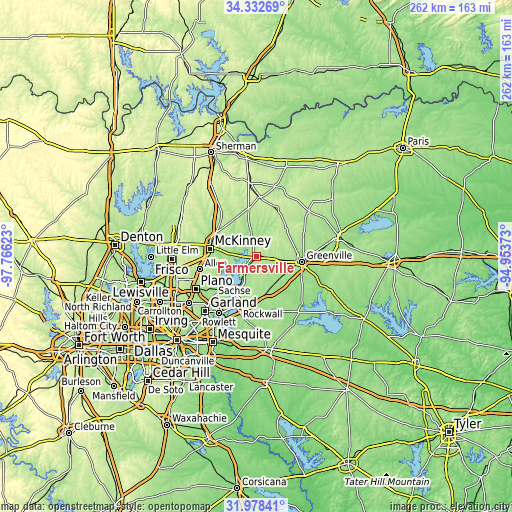 Topographic map of Farmersville